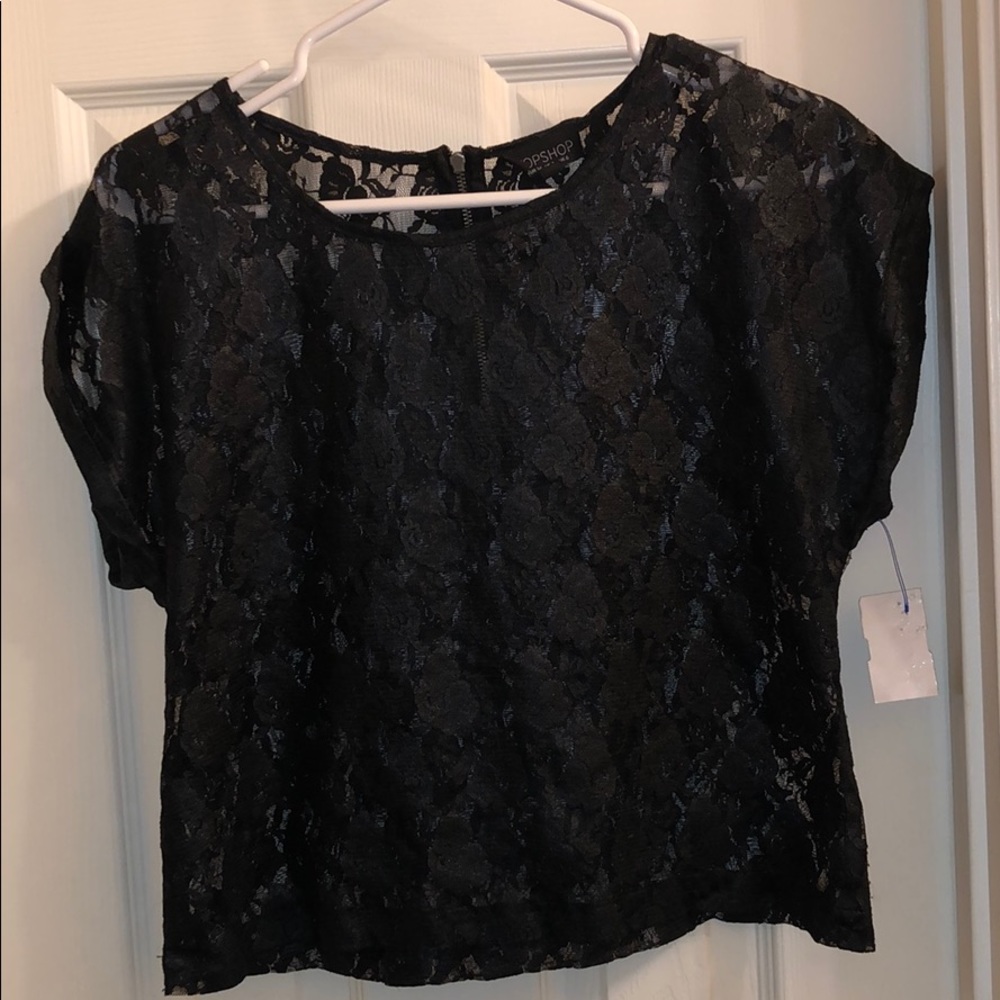 Black mesh rose shirt